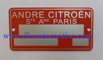 PLACCHETTA TELAIO MOTORE CITROEN(78x40mm) 2CV-DYANE-MEHARI-DS